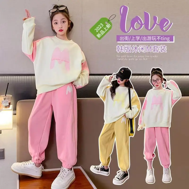 Top Trends: Girls New 2023 Spring Sports Suit Children Casual Korean Style Two Piece Sets 6 8 10 12 14 Years Youth Teenage Girls Clothing Shoppable Styles - Image 2