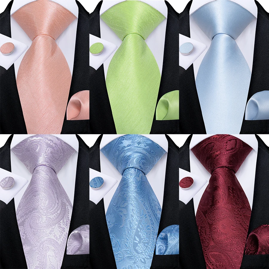 Top Trends: 2023 New Solid Men's Tie Set For Wedding Party Groomsman Pink White Purple Accessories Necktie Handekerchief Cufflinks Gift Shoppable Styles