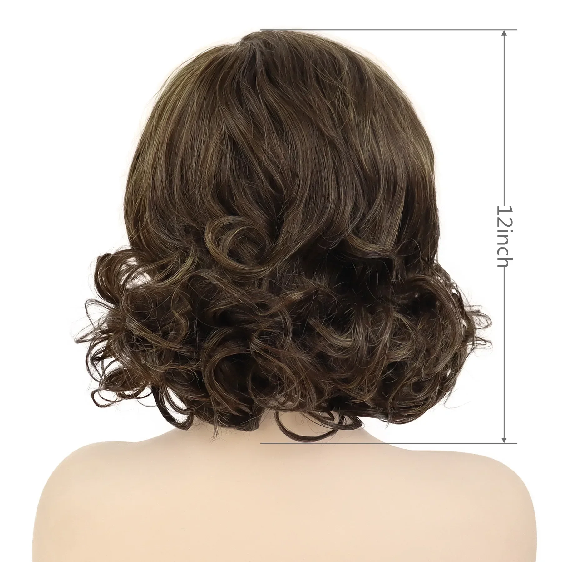 Top Trends: GNIMEGIL Synthetic Hair Women's Short Curly Wig With Bangs Natural Dark Brown Bob Wig Fluffy Elegant Daily Cosplay Mommy Wigs Shoppable Styles - Image 3