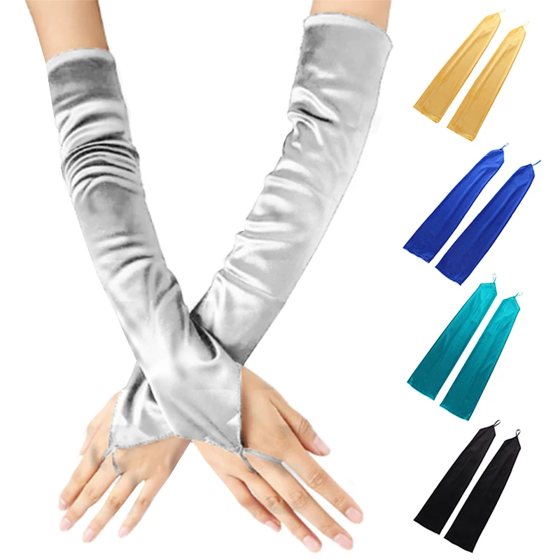 Top Trends: Vintage Finger Hook Long Glove Ladies Fingerless Gloves Women Sunscreen Drive Ride Gloves Satin Dinner Etiquette Mittens Shoppable Styles