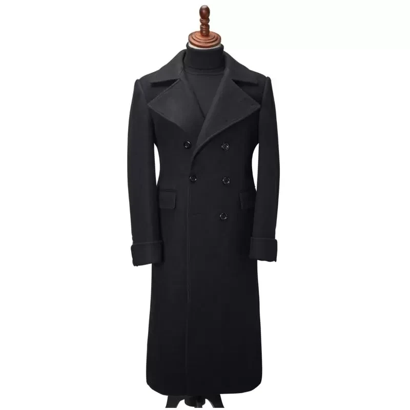 Top Trends: Black Men Suit Overcoat Long Winter Woolen Jacket Formal Double Breasted Thick Custom Made King Coat Office Business Outfit Shoppable Styles - Image 4