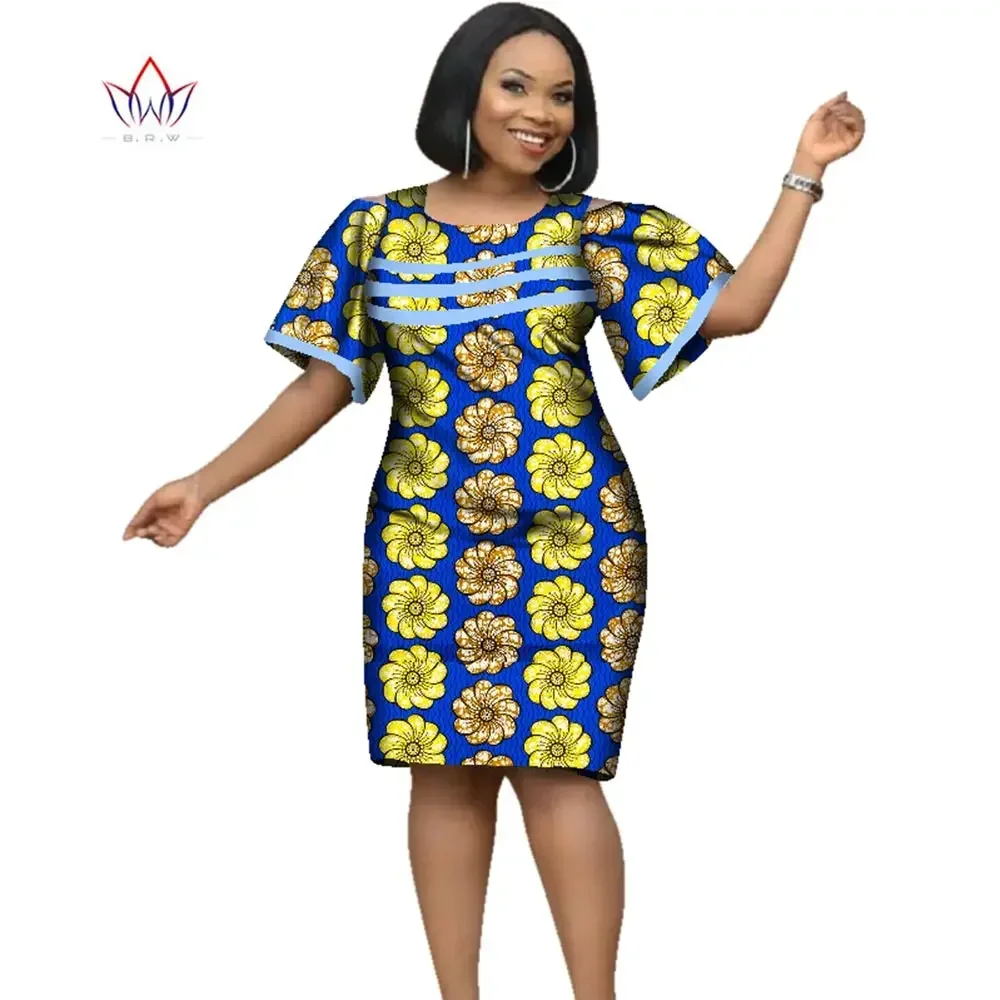 Top Trends: African Dresses For Women African Cotton Wax Print Dresses Dashiki Women Short Sleeve O-neck Office Pencil Dress WY2353 Shoppable Styles