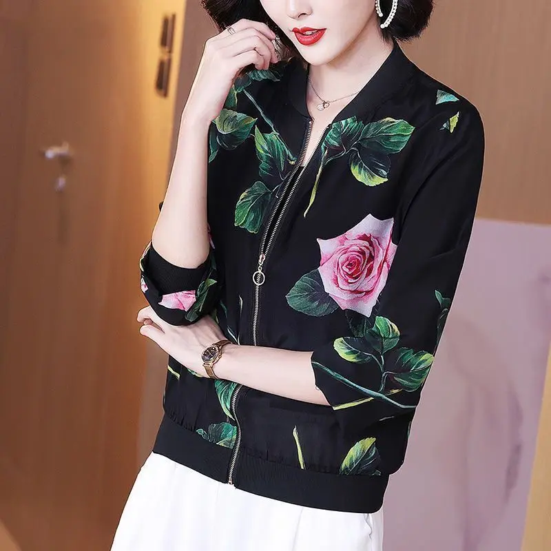 Top Trends: Spring Summer New Thin Chiffon Printing Coat Long Sleeve Plus Size Loose All-match Cardigan Tops Vintage Fashion Women Clothing Shoppable Styles