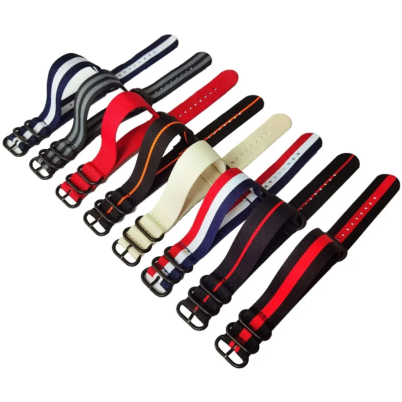 Top Trends: Army Military PVD Black Buckle Watchbands Men Women Nylon Watch Strap18mm 20mm 22mm 24mm Wristwatch Band Ring Buckle Shoppable Styles