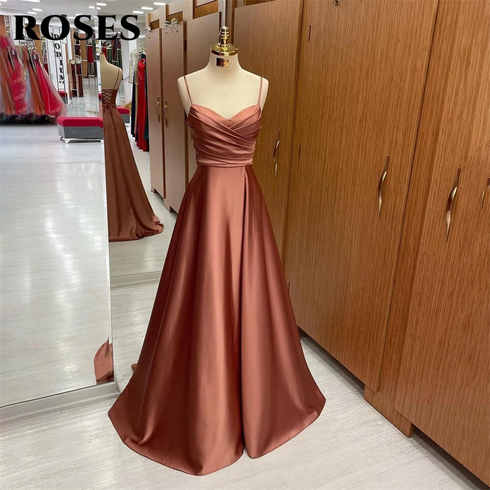 Top Trends: ROSES Spaghetti Strap Prom Dress Blush Pink Party Dress Stain Pleat Celebrity Gowns A Line Wedding Party Dress вечерние платья Shoppable Styles