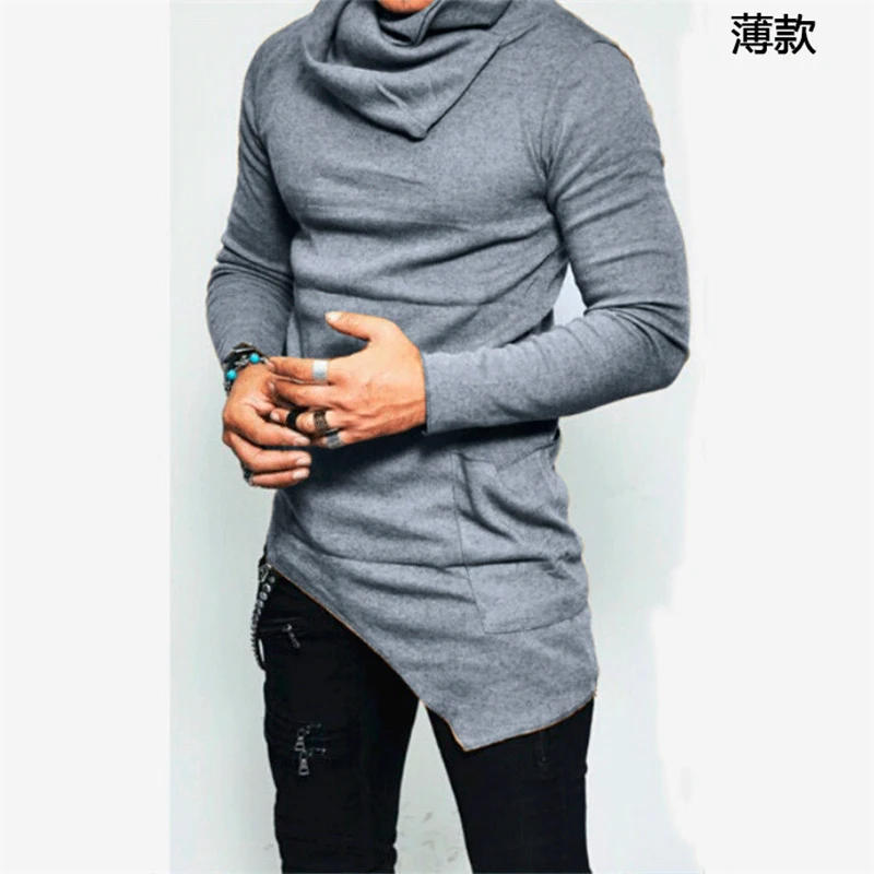 Top Trends: Autumn Winter Pile Collar Irregular Bottoming T-shirt Male Long Sleeve Harajuku Y2K Trend Fashion Pullover Top Men Oversized Tee Shoppable Styles