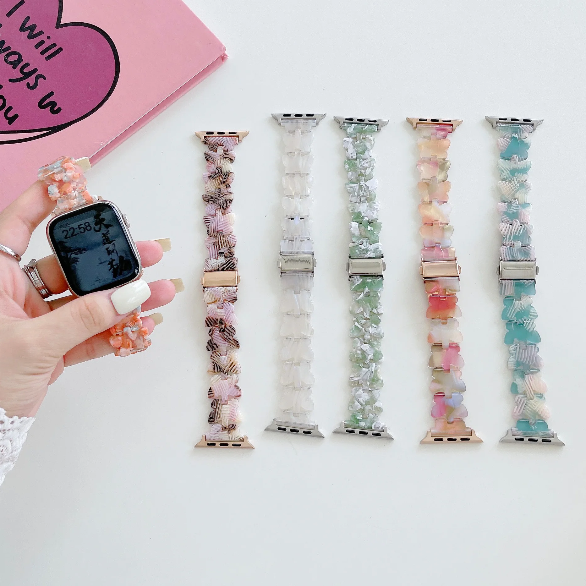 Top Trends: Butterfly Resin Strap For Apple Watch 40mm 44mm 41mm 45mm Band Woman Bracelet For IWatch Series 4 / 5 / 6 / SE / 7 / 8 Ultra 49mm Belts Shoppable Styles - Image 6