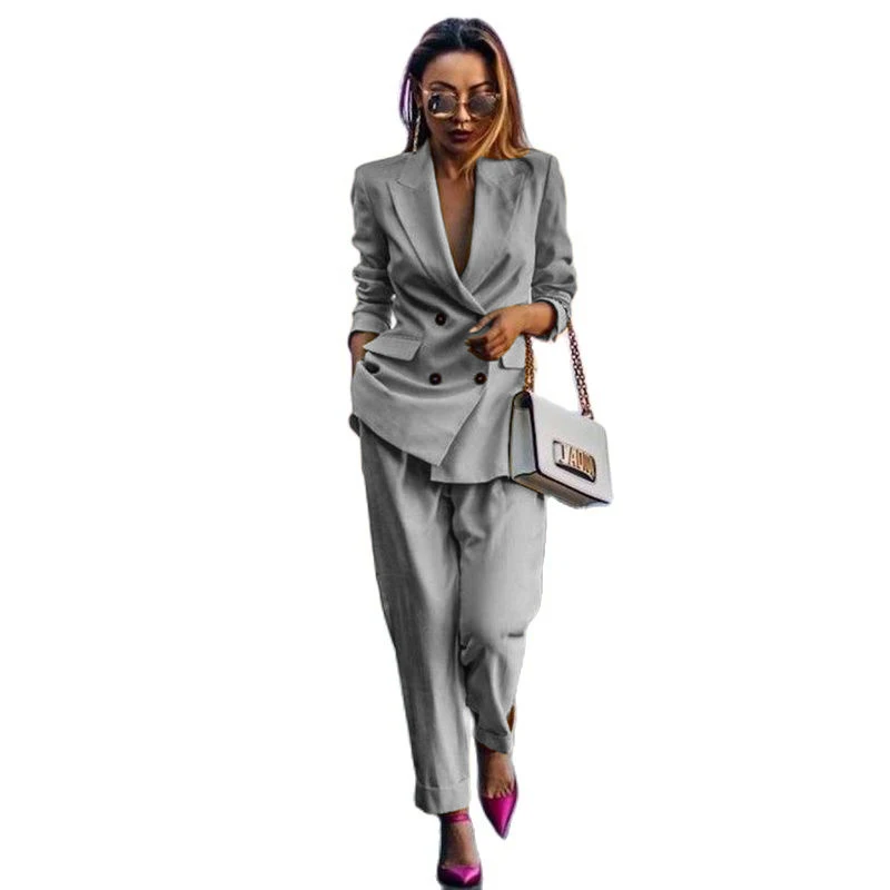 Top Trends: Women's Pant Set Double Breasted Jacket Yellow Business Formal Tuxedo Fashion Blazer Trousers 2 Piece Set Shoppable Styles - Image 5