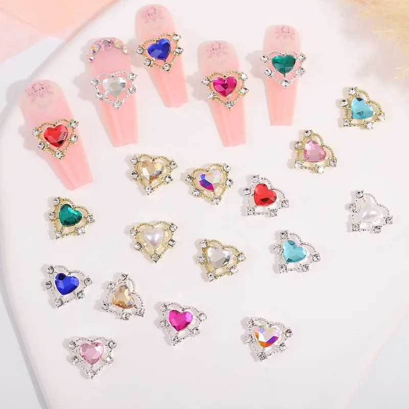 Top Trends: 10pcs Love Heart Nail Art Charms Valentine's Day Luxury Diamond Shining Crystal Stones Glitter Heart Shape Rhinestones Nail Gems Shoppable Styles - Image 4