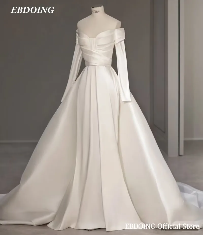 Top Trends: Newest Wedding Dress Mermaid Satin For Bride Boat Neck Neckline With Long Sleeves Custom Made Plus Sizes Vestidos De Novias Shoppable Styles