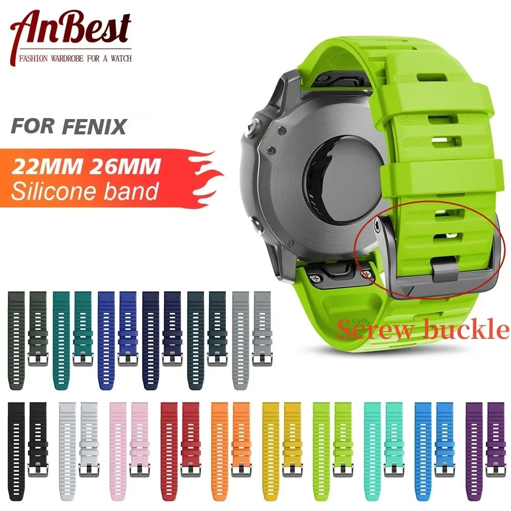 Top Trends: ANBEST 26mm 22mm Band For Garmin Fenix 6X / 6X Pro / 5 / 3 Soft Silicone Strap For Fenix 6 / 6 Pro / 5X / 5 Plus Watchband Bracelet Shoppable Styles