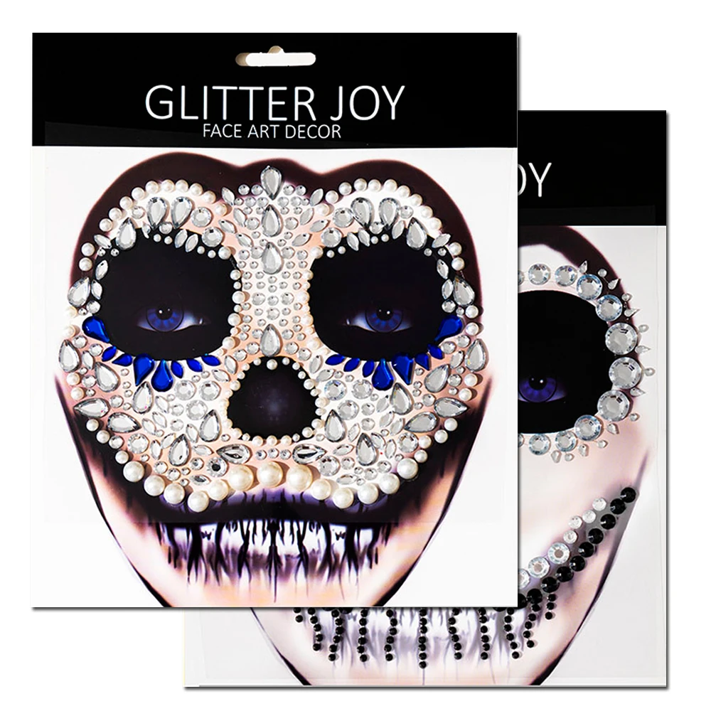 Top Trends: Halloween Face Stickers 3D Acrylic Diamond Glitter Fake Tattoo Sticker Masquerade Christmas Party Face Ornament Decoration Shoppable Styles