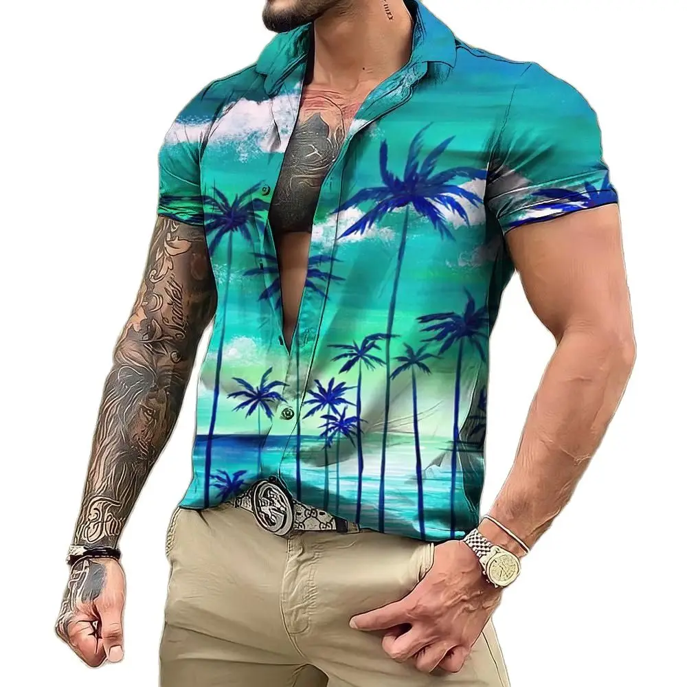 Top Trends: Summer Shirts For Men Short Sleeve Aloha Tee 3D Coconut Tree Print T-Shirts Casual Beach Holiday Blouse Oversized Hawaiian Shirt Shoppable Styles