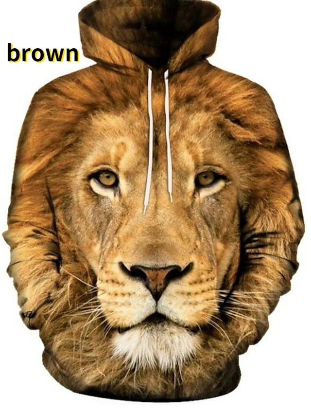 Top Trends: Fashion Animal 3D Graphic Tiger / lion 3D Print Hoodies Fashion Casual Long Sleeved Pullover Sweatshirts Shoppable Styles - Image 5