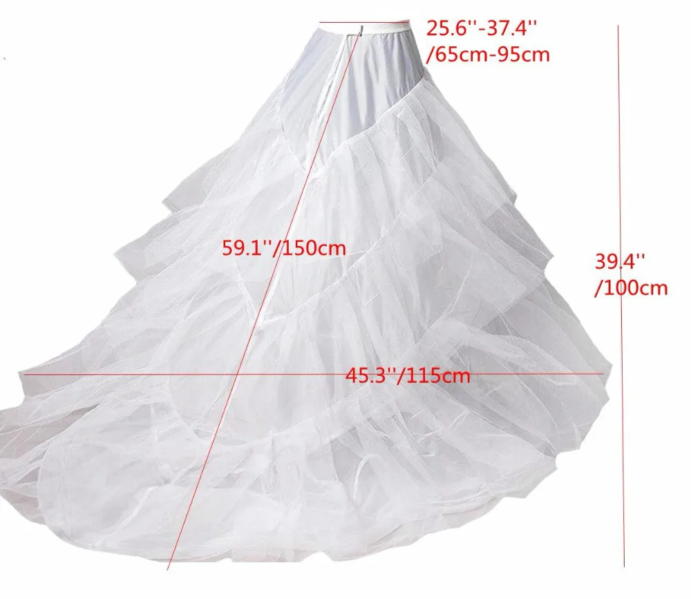 Top Trends: White Black Long Train Petticoat For Tail Wedding Party Dresses Crinoline 3 Hoops Underskirt Saiote De Noiva Shoppable Styles