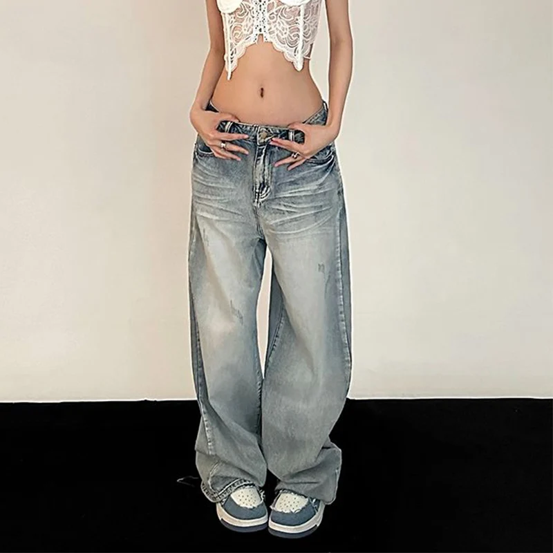 Top Trends: Y2K Retro Baggy Jeans Women Vintage Streetwear Oversized Denim Pants Skinny Hippie Straight Wide Leg Trousers Korean Style Shoppable Styles