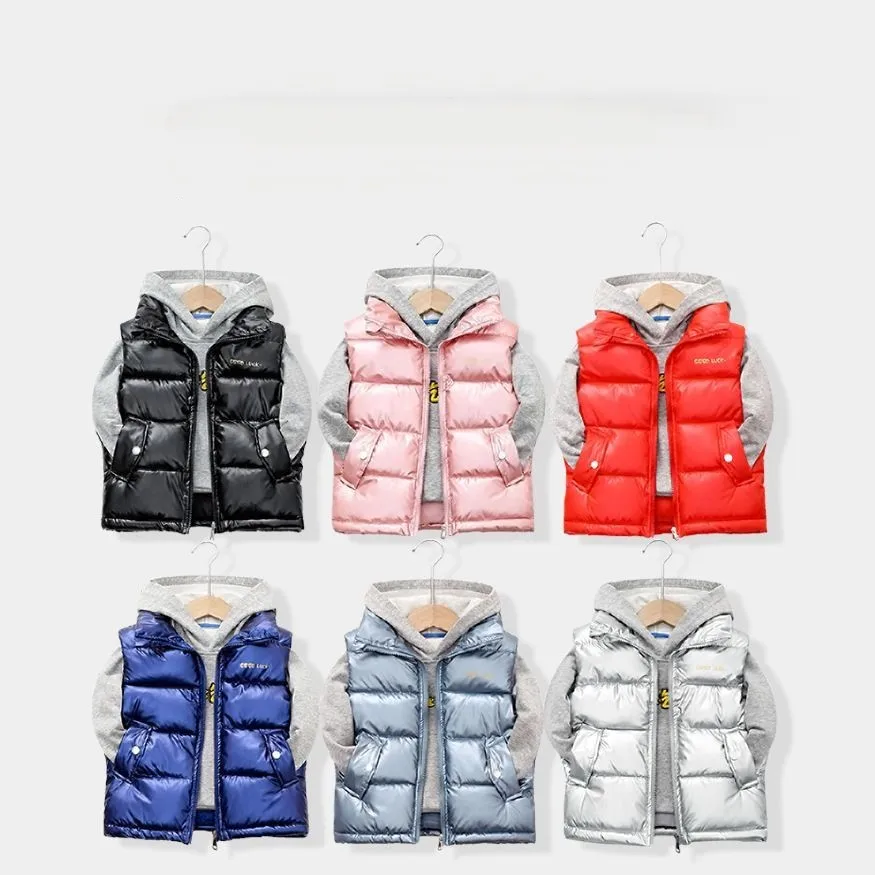 Top Trends: 2023 Autumn Winter Children Thicken Vest Baby Boys Girls Solid Color Waistcoats Kids Zipper Outerwear Children's Clothing Shoppable Styles