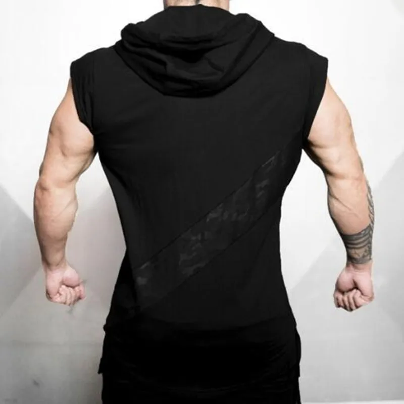 Top Trends: 2023Summer New Men Gym Clothing Sleeveless Sport Hoodie Man Hooded Sweatshirts Fashion Men Black Hoodies Crossfit Vest Polerones Shoppable Styles - Image 3