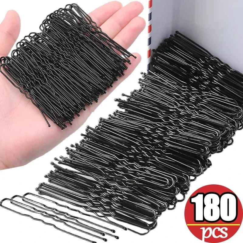 Top Trends: 30 / 180pcs Black Hair Clips One-line Invisible Bobby Pin Disposable Headwear Metal Waved BB Hairpins Barrettes Headwear Hairgrips Shoppable Styles