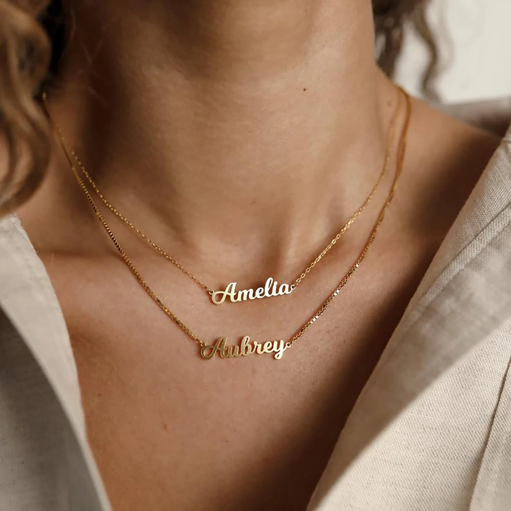 Top Trends: Customized Name Necklace For Women Gold Stainless Steel Jewelry Personalised Nameplate Pendant Cross Chain Choker Christmas Gift Shoppable Styles