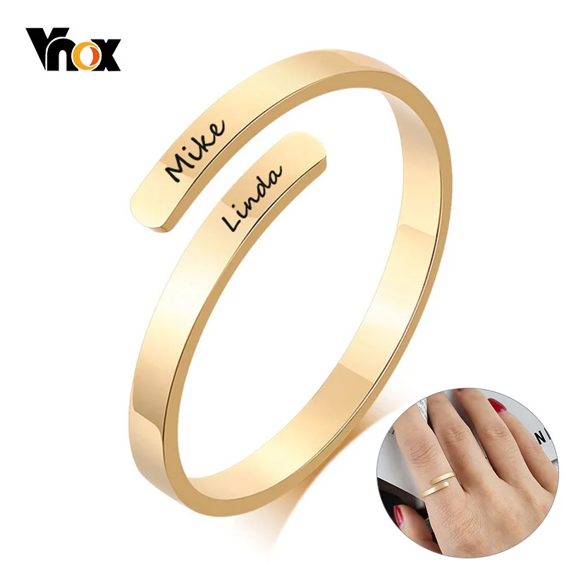 Top Trends: Vnox Personalized Engraved Names Rings For Women Size Adjustable Custom Stainless Steel Anniversary Gifts For Her Jewelry Shoppable Styles