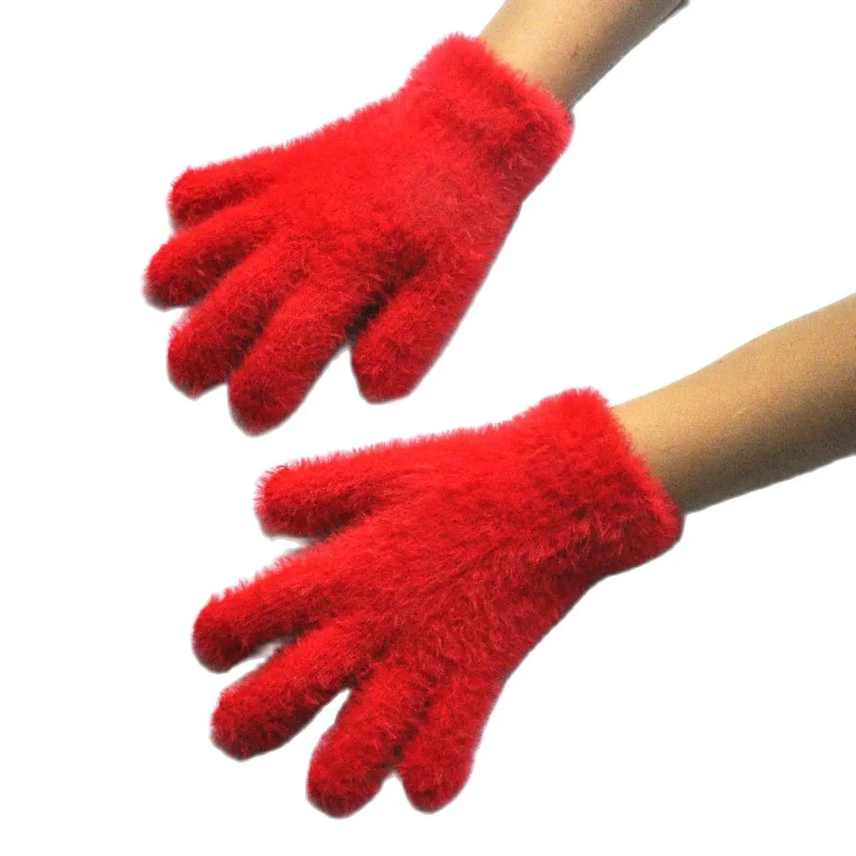 Top Trends: 3-6 Years Old Winter Gloves For Child Solid Imitation Mink Hair Five Fingers Mittens Kindergarten Keep Warm Soft Knitting Glove Shoppable Styles