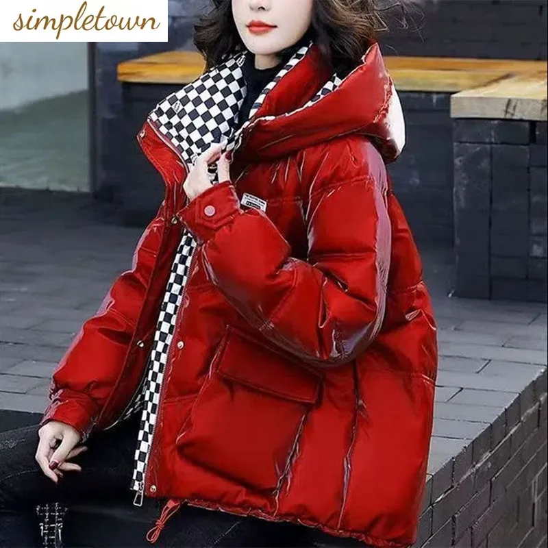 Top Trends: Wash Free Down Jacket For Women In Autumn And Winter 2023 New Korean Plaid Jacket Loose And Warm Down Jacket Shoppable Styles