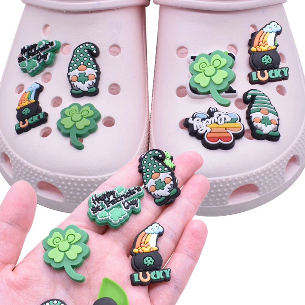 Top Trends: Wholesale 1pcs PVC Shoe Accessories For Crocs Charms Green St.Patrick Women Sandals Buckle Kids Pins Decoration Jeans X-mas Gift Shoppable Styles