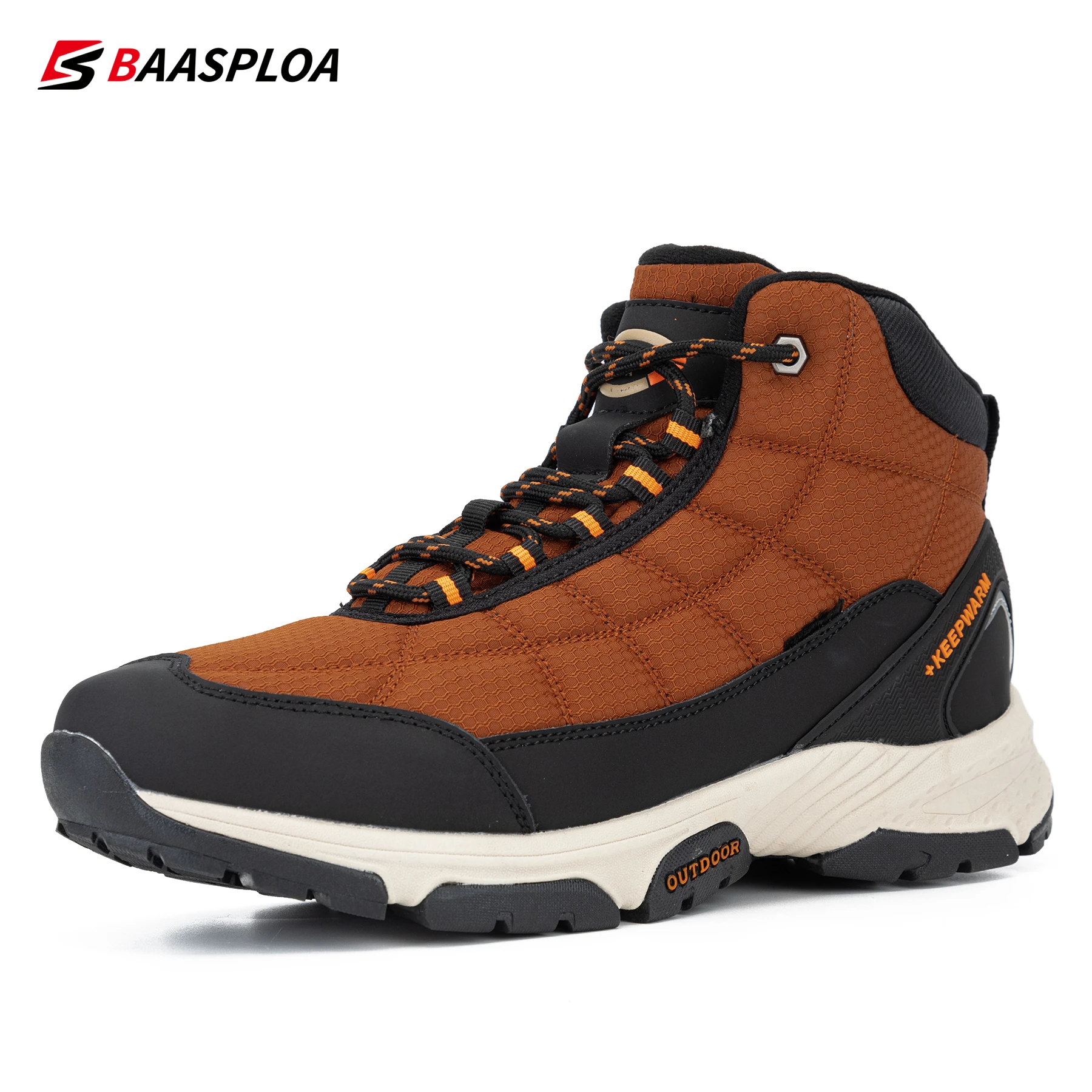 Top Trends: Baasploa Men's Leather Cotton Shoes Waterproof Outdoor Travel Hiking Shoes Warm Winter Sneakers Casual Walking Shoes 2022 New Shoppable Styles