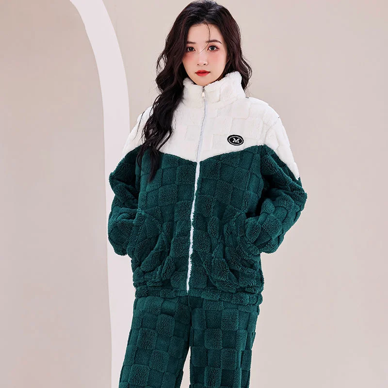 Top Trends: Autumn And Winter New Zipper Suit Thickened Jacquard Velvet Simple Comfortable Warm Matching Color Suit Outside The Home Wear Shoppable Styles