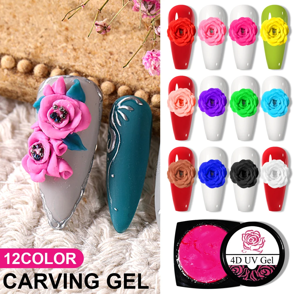 Top Trends: Nail Art Accessories Carving Glue Supplies 3D Model Carved Mud Plasticine UV Gel DIY Nails Painting Removable 3D Embossment Gel Shoppable Styles