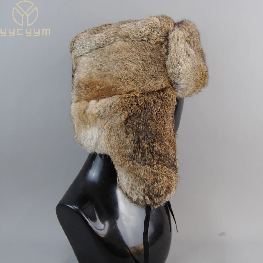 Top Trends: Men&#039;s Caps Warm Natural Rabbit Fur Bomber Hat With Earflaps Winter Hot Sale Unisex Warm Russian Ushanka Hat Real Rabbit Fur Hats Shoppable Styles