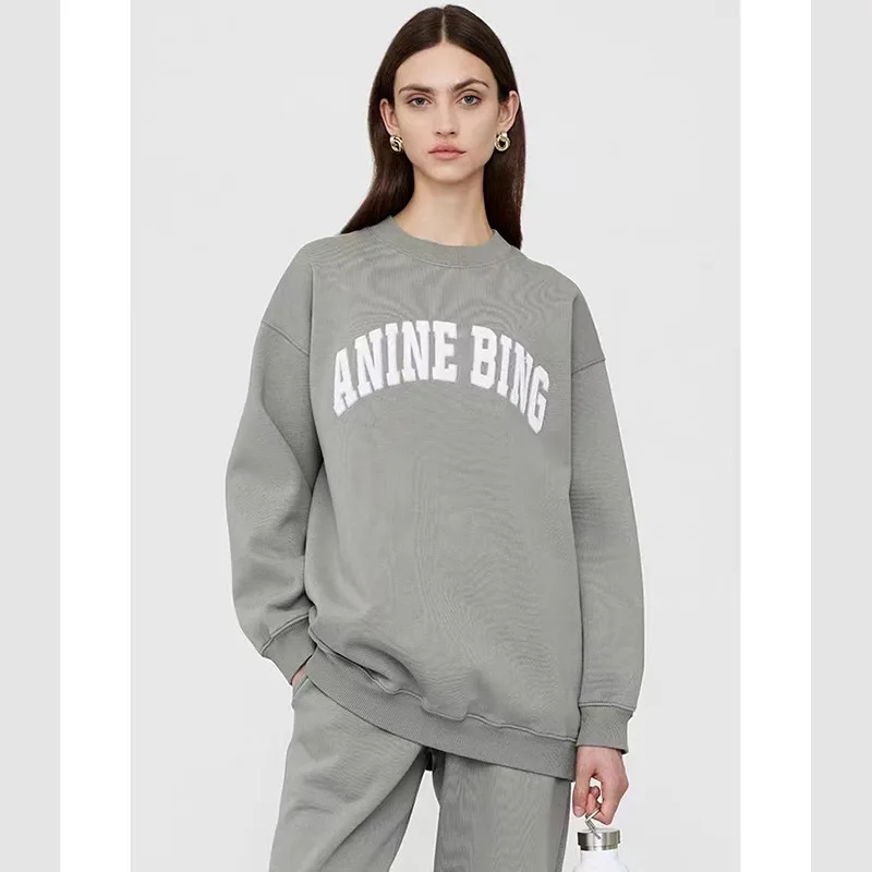 Top Trends: New Sweatshirts AB Classic Letter BingHand Embroidery Embroidered With Fleece Women&#039;s Round Neck Sweatshirt Woman Clothing Y2k Shoppable Styles