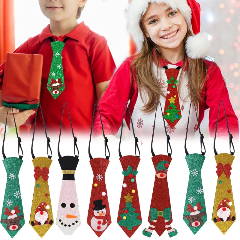 Top Trends: 2024 New Year Christmas Ties Santa Claus Snowman Elk Tie Xmas Tree Felt Tie Merry Christmas Gifts For Kids Costume Accessories Shoppable Styles