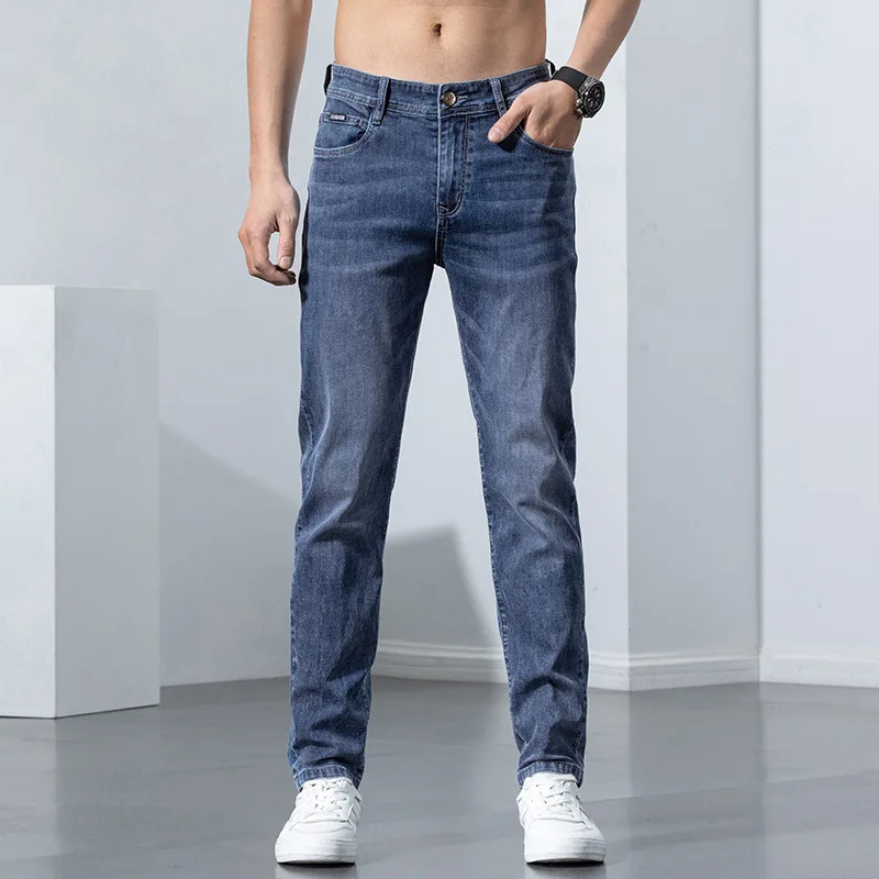 Top Trends: 2023 New Arrival High Quality Elastic Slim Men Jeans Men's Business Casual Jean Grey Jeans Men Classic Spring And Summer Pants Shoppable Styles - Image 3