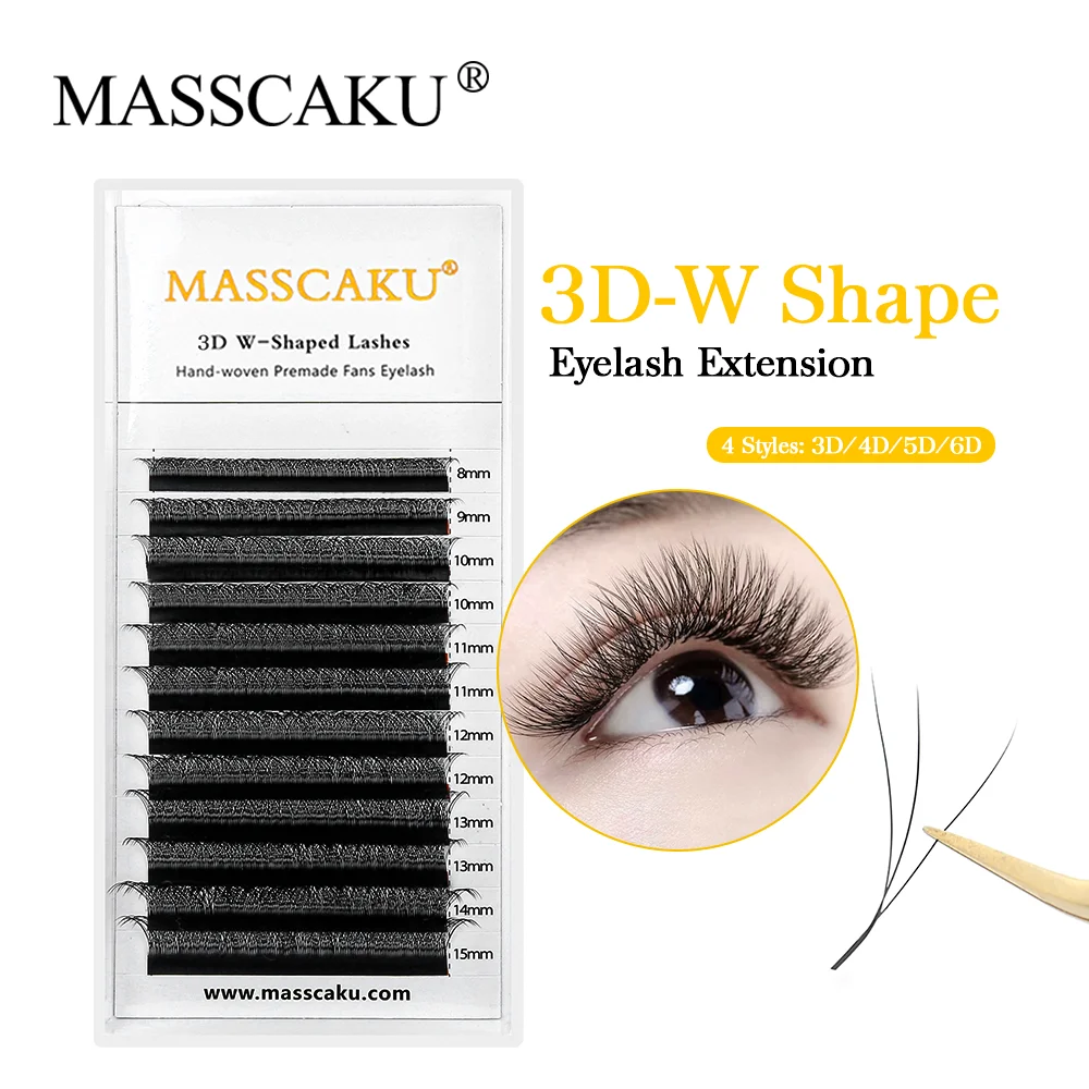 Top Trends: MASSCAKU WW Shape Hand Waved 3D 4D 5D 6D Premade Volume Fans Eyelash Comfortable Matte Individual Eyelash Extensions Supplies Shoppable Styles