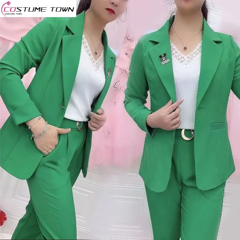 Top Trends: 2023 New Candy Color Slim Fit Jacket Blazer Wide Leg Pants Two Piece Elegant Women&#039;s Pants Suit Office Outfits Summer Clothing Shoppable Styles