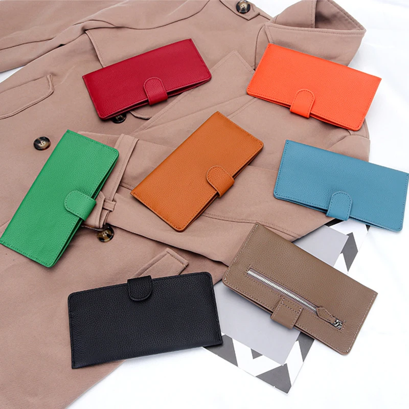 Top Trends: Leather Women Long Wallet Money Slim Clutch Bag For Ladies Fashion ID Credit Card Holder Purse Envelope Wallets Clip Phone Pouch Shoppable Styles