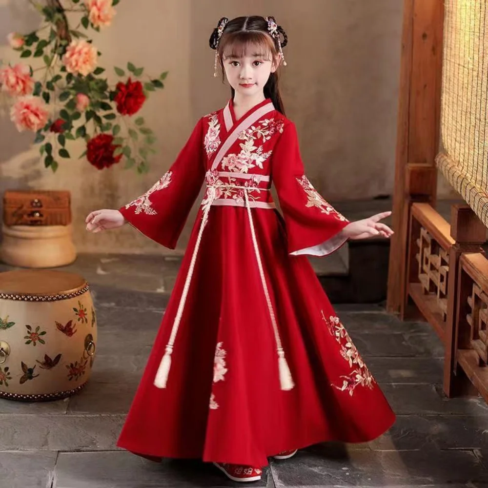 Top Trends: Chinese New Year Dress Girl Hanfu Girls Outfit Children Winter Tang Suit Cheongsam Ancient Princess Costume Red Hanfu Kids Shoppable Styles