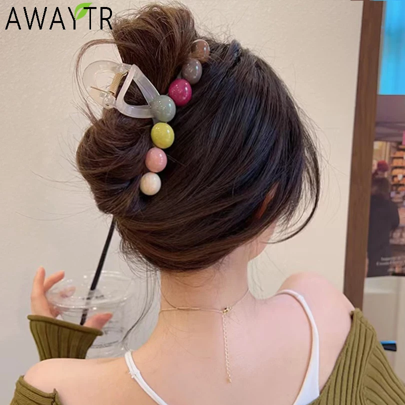 Top Trends: AWAYTR Retro Fashion Colorful Love Hair Crab Hair Claw Clip Elegant Ponytail Clip Geometric Hair Clip Girl Bath Hair Accessories Shoppable Styles