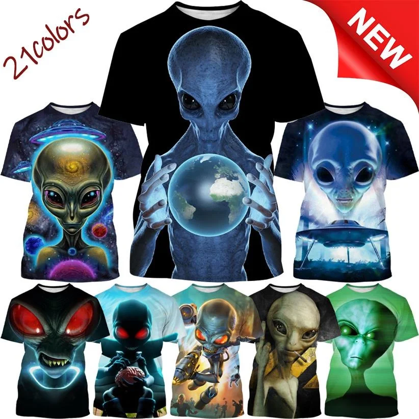 Top Trends: Summer Fashion Men's Sports Top Funny Alien 3D Printing Men's Short-sleeved Personality Hip-hop Round Neck Casual T-shirt Shoppable Styles