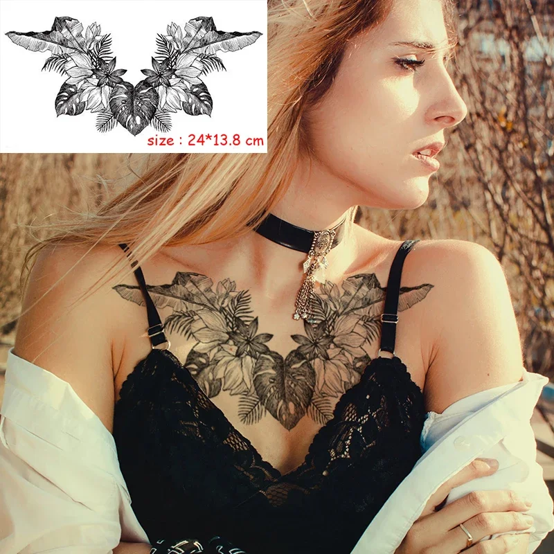 Top Trends: Temporary Tattoo Sticker Plant Leaf Flower Like Butterfly Sexy Chest Back Fake Tatoo Waterproof Flash Tatto Art For Woman Girl Shoppable Styles