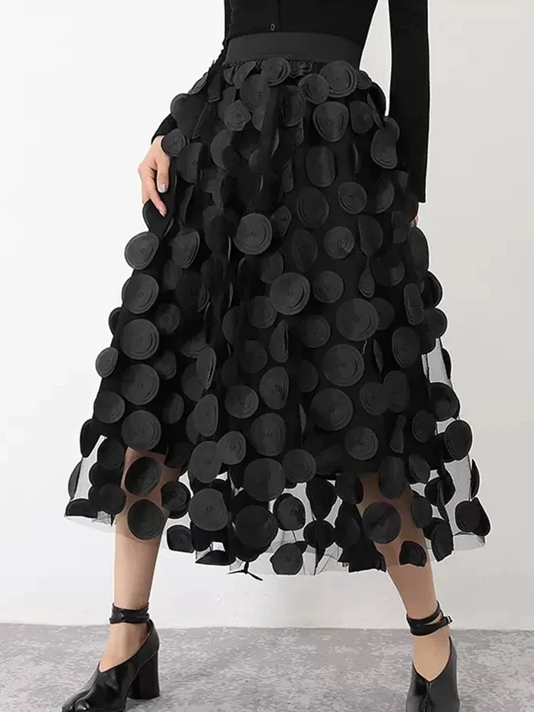 Top Trends: Fashion Design Black Tulle Long Skirt For Women 2023 Spring Summer Elegant Vintage A Line High Waist Midi Skirt Female Shoppable Styles