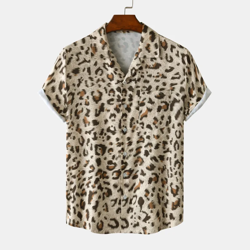 Top Trends: Pink Leopard Print Mens Shirts Lapel Neck Loose Button Up Blouse Breathable Summer Streetwear Sexy Shirts Men Hawaiian Shirts Shoppable Styles - Image 4