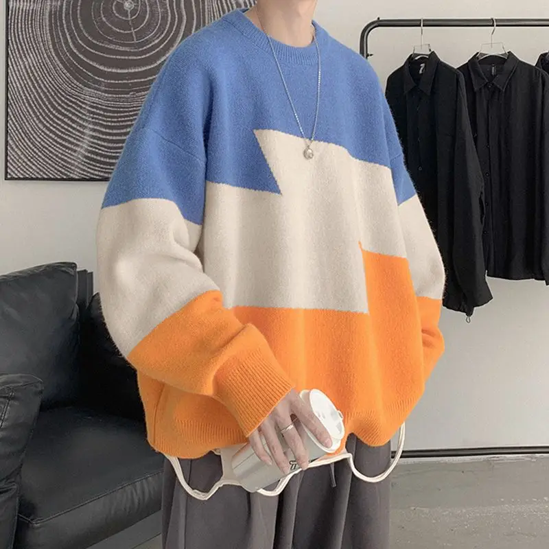 Top Trends: Fashion O-Neck Knitted Loose Casual Color Sweaters Men&#039;s Clothing 2023 Autumn Winter Oversized Korean Pullovers All-match Tops Shoppable Styles