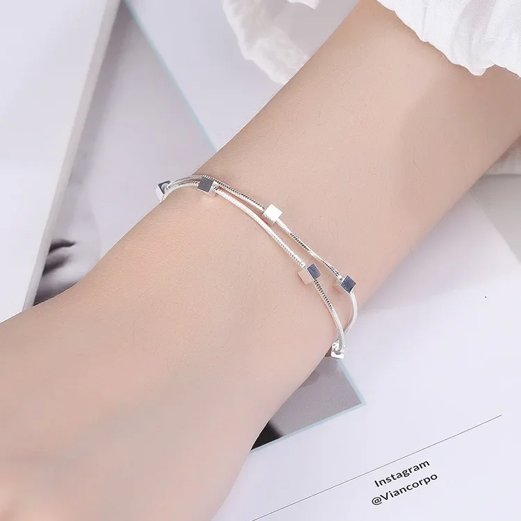 Top Trends: New 925 Sterling Silver Creative Square Chain Bracelets For Women Fashion High Quality Jewelry Wedding Party Christmas Gifts Shoppable Styles