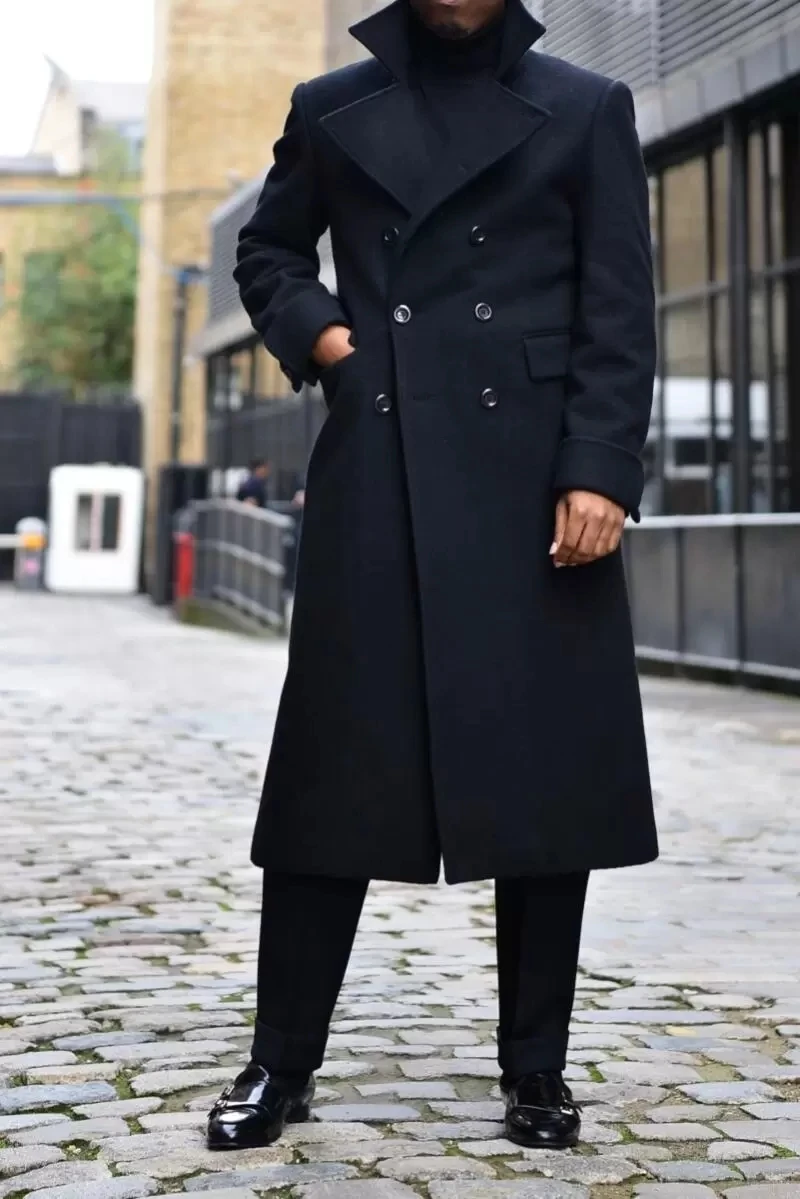 Top Trends: Black Men Suit Overcoat Long Winter Woolen Jacket Formal Double Breasted Thick Custom Made King Coat Office Business Outfit Shoppable Styles - Image 2