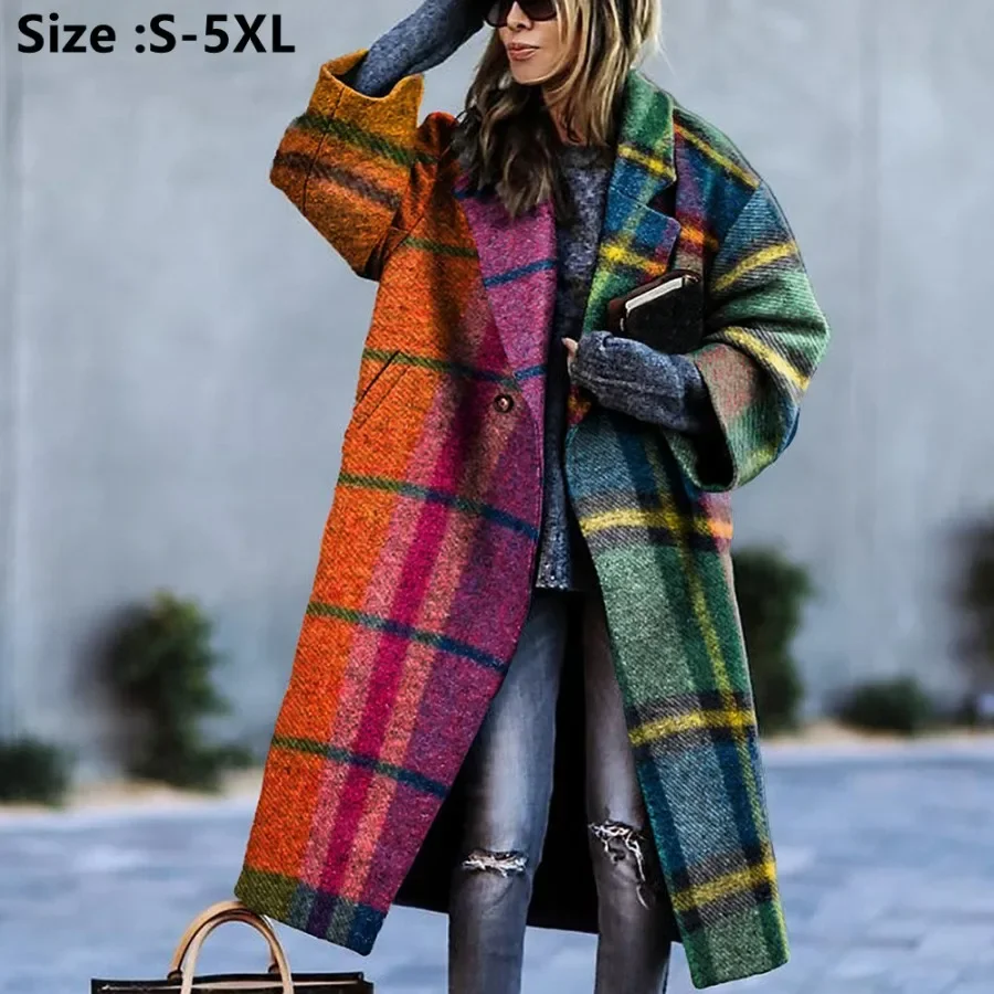 Top Trends: New2024 Autumn Winter Women Warm Jackets French Style Wool Blends Long Coats Padded Overcoats Women Elegant Plaid Clothing S-5XL Shoppable Styles