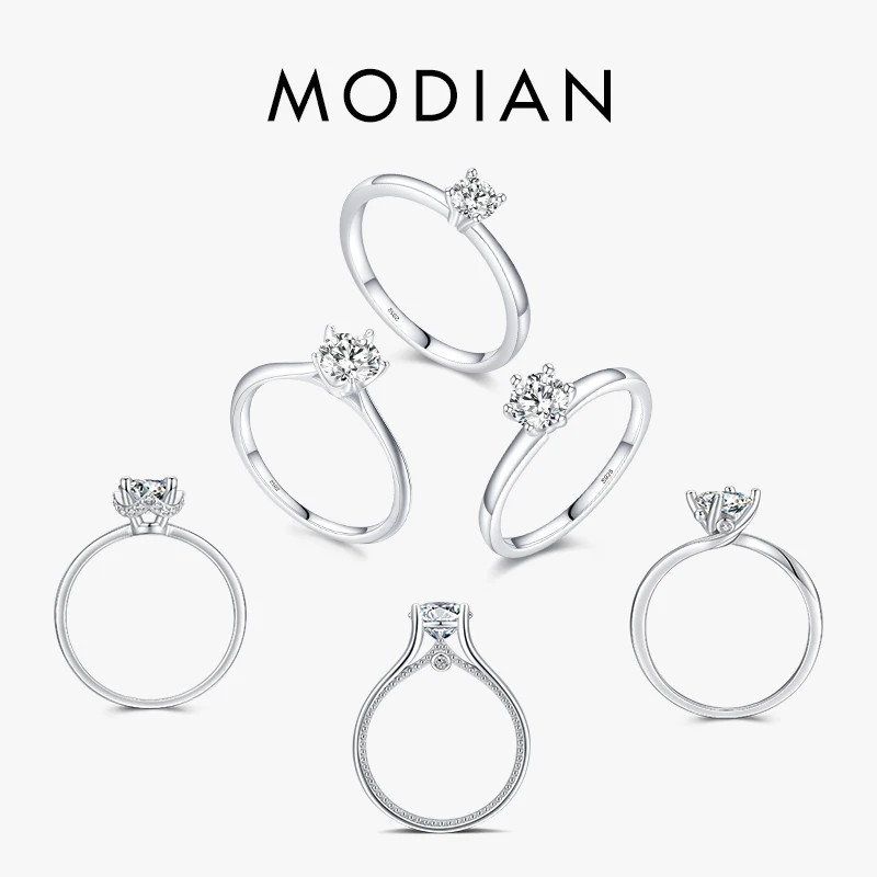 Top Trends: Modian New 925 Sterling Silver Diamond CZ Wedding Stackable Finger Ring Platinum Plated Brand Fine Jewelry For Women Accessories Shoppable Styles