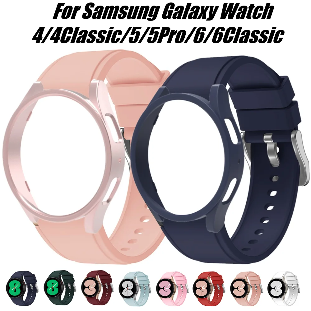 Top Trends: Case+ Band For Samsung Galaxy Watch 4 / 5 / 6 40mm 44mm 45mm PC Hard Hollow Frame Protective Cover For Watch6 Classic 43mm 47mm Strap Shoppable Styles